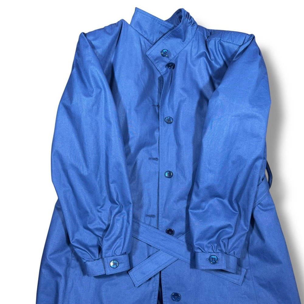 VTG 70s London fog By Wamsutta Blue Trench Coat Size 12 Retro Winter Preppy - Picture 11 of 13